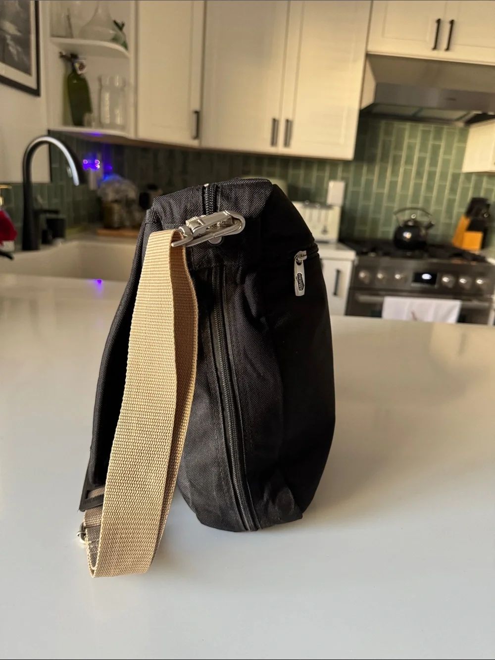 American Tourister Black and Tan Messenger Bag
